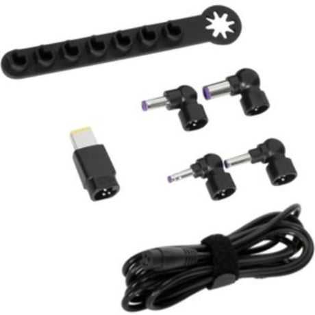 Targus 1.8M DC cable pack with versatile tips for organized and efficient device charging anywhere.