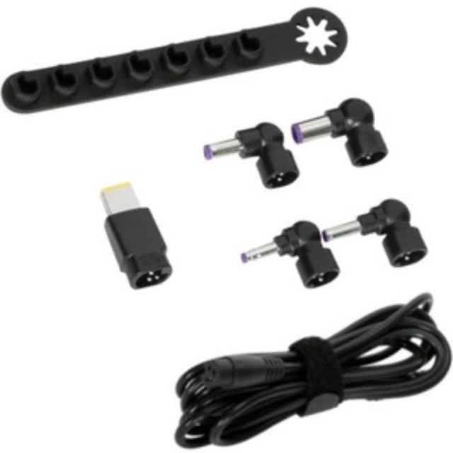 Targus 1.8M DC cable pack with versatile tips for organized and efficient device charging anywhere.
