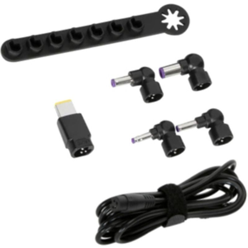 Targus 1.8M DC Cable Tip Storage Pack for organized, versatile charging of multiple devices with assorted cable tips.