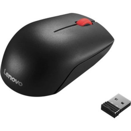 Lenovo Essential Wireless Mouse, ergonomic design, precise tracking, long-lasting battery, versatile 2.4 GHz connectivity.