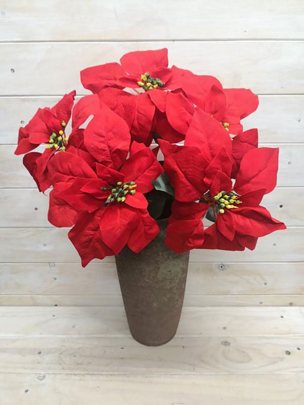 Artificial Poinsettia Bush- Large L.Red x 5 (24cm)