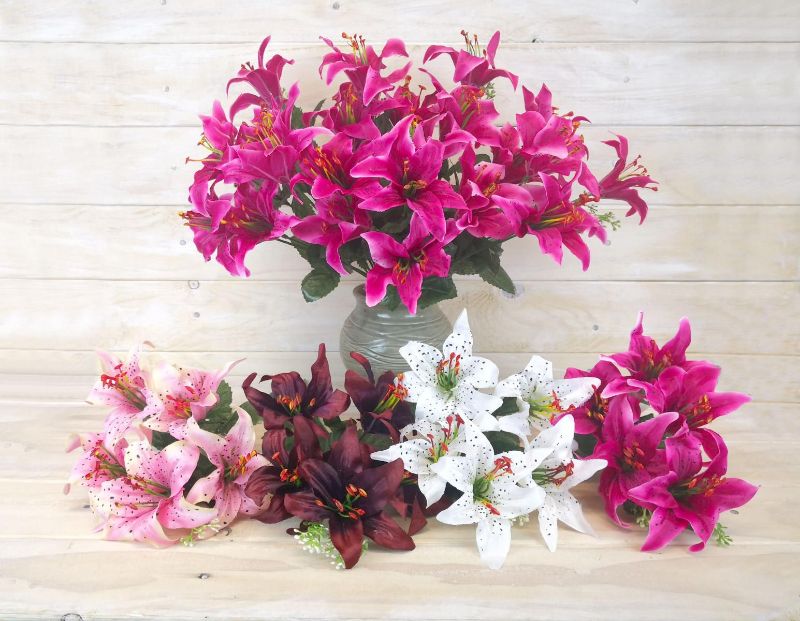 Artificial Tiger Lily Bush (Assorted)