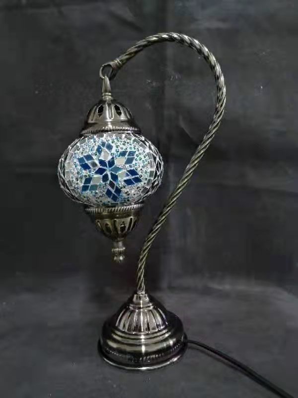 Turkish Mosaic Lamp 8 - Swan Neck Multicolour (37cm)