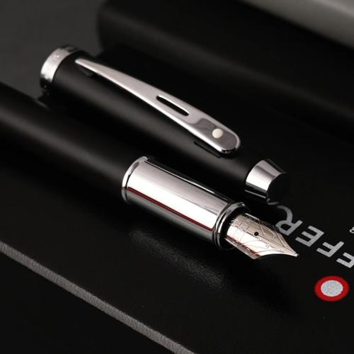Sheaffer 100 Fountain Pen Matte Black Chrome Trim
