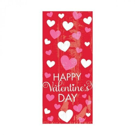Pack of 20 vibrant Valentine's Day cello bags, perfect for gifting treats with charming red twist ties.