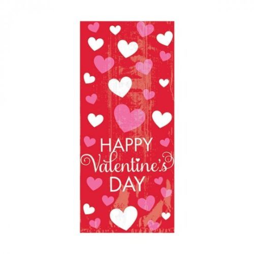 Pack of 20 vibrant Valentine's Day cello bags, perfect for gifting treats with charming red twist ties.