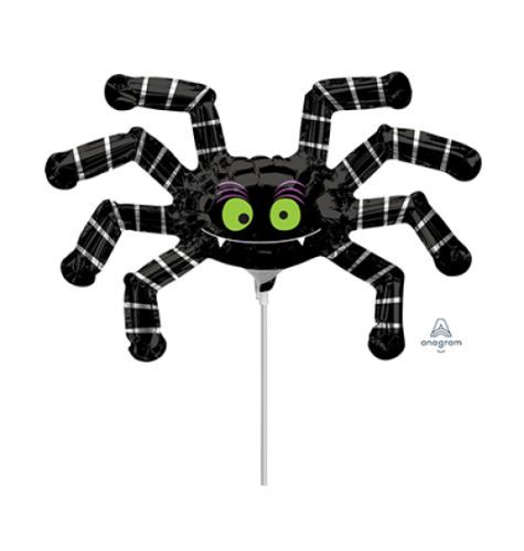 Colorful Mini Shape Striped Spider Foil Balloon, perfect for Halloween and festive decorations.
