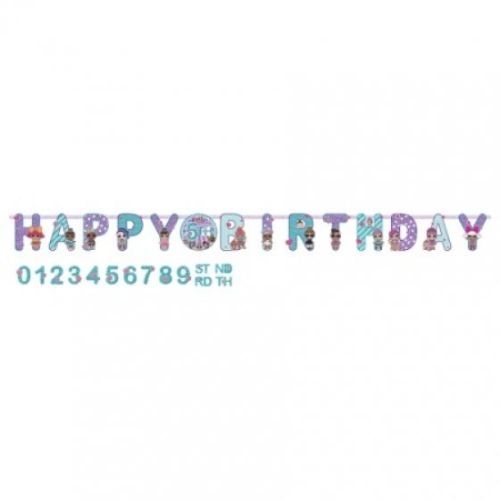 Vibrant LOL Surprise Jumbo Add-An-Age Banner, 10.5ft long, customizable for any age, perfect for fun birthday celebrations.