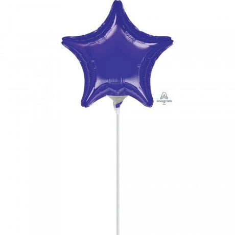 Vibrant 22cm purple star foil balloon, ideal for celebrations and easy air inflation with a user-friendly design.