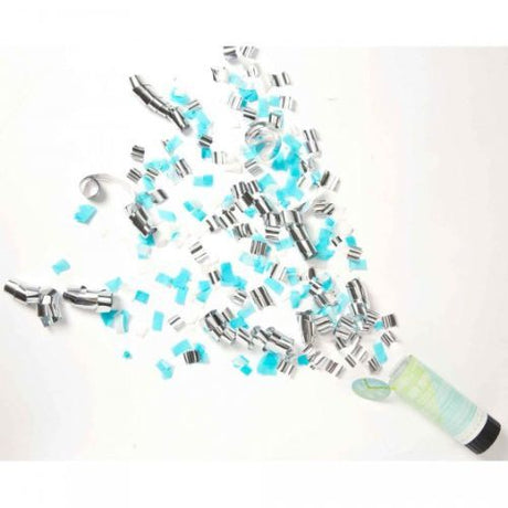 Three shimmering confetti poppers with spring-loaded mechanisms, perfect for vibrant celebrations and outdoor events.