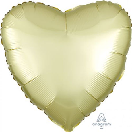 45cm pastel yellow heart-shaped foil balloon, perfect for parties and celebrations, with a luxurious satin finish.