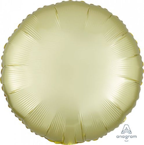 45cm pastel yellow satin luxe foil balloon, perfect for celebrations and decor arrangements.