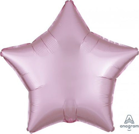 45cm satin luxe pastel pink star balloon, ideal for parties and celebrations.