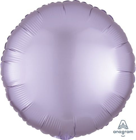 45cm pastel lilac circle balloon with satin luxe finish, perfect for elegant celebrations and party decor.