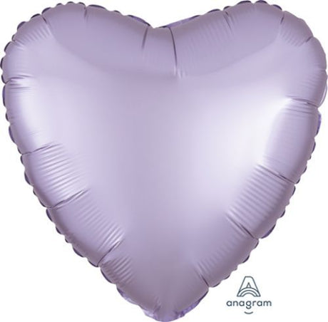 45cm pastel lilac heart-shaped satin balloon, perfect for elegant celebrations and decor at events.