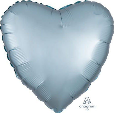 45cm pastel blue heart balloon in satin luxe finish, perfect for elegant celebrations and versatile decoration options.