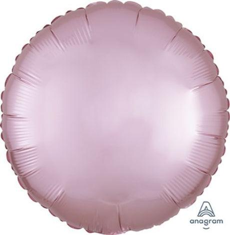 45cm pastel pink satin balloon in a circle shape, perfect for elegant party decorations and events.
