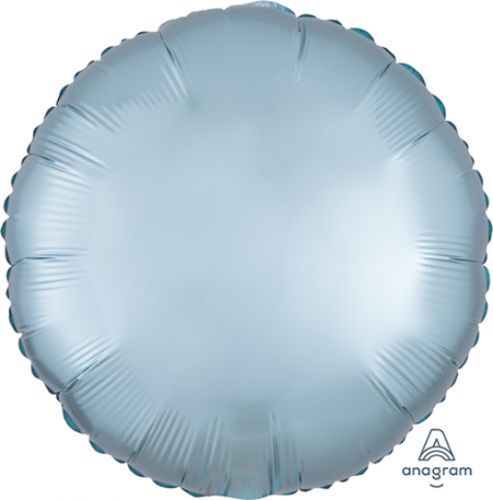 45cm Pastel Blue Circle Balloon with satin luxe finish, perfect for elegant celebrations and versatile decorations.