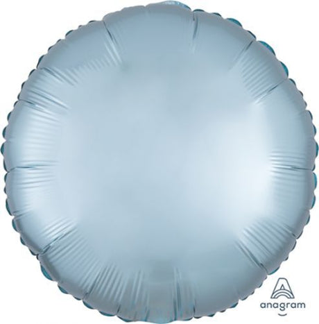 45cm Pastel Blue Circle Balloon with satin luxe finish, perfect for elegant celebrations and versatile decorations.
