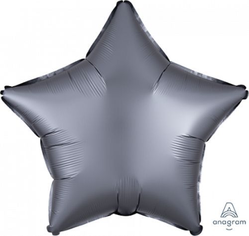 45cm graphite star-shaped satin finish foil balloon, perfect for elegant celebrations and versatile decorations.