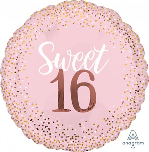 71cm Jumbo HX Sweet Sixteen Blush foil balloon, vibrant color, self-sealing, perfect for stylish birthday celebrations.