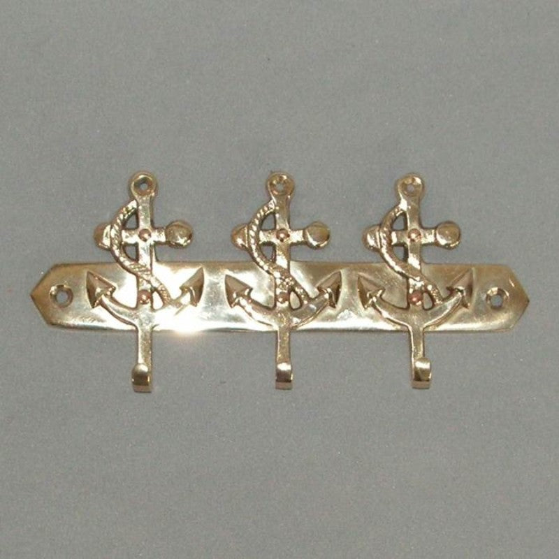 3 Piece Anchor Key Hook - Indian Brass