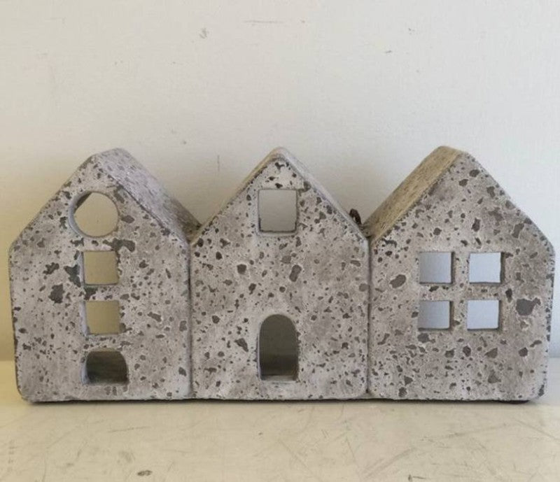 Row Of Terracotta Houses - 26x6x13cm