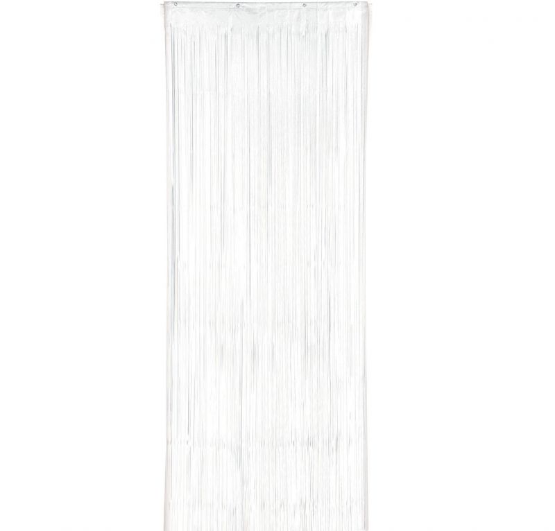 Elegant metallic white curtain, 8'x3', adding luxury and modernity with excellent light control and easy installation.