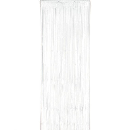 Elegant metallic white curtain, 8'x3', adding luxury and modernity with excellent light control and easy installation.