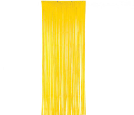 Shimmering yellow metallic curtain, 8'x3', perfect for adding a stylish touch to any space.