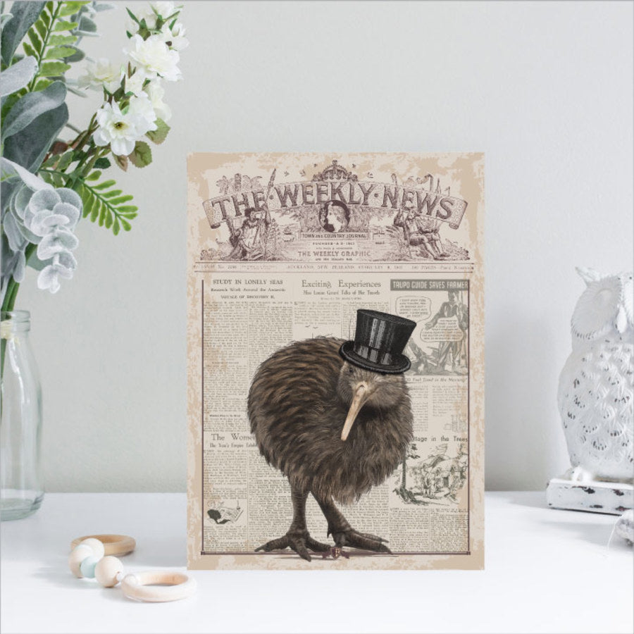 Kiwiana Wall Art - Rectangle Small: Vintage Kiwi - Printed Circle | Rectangle