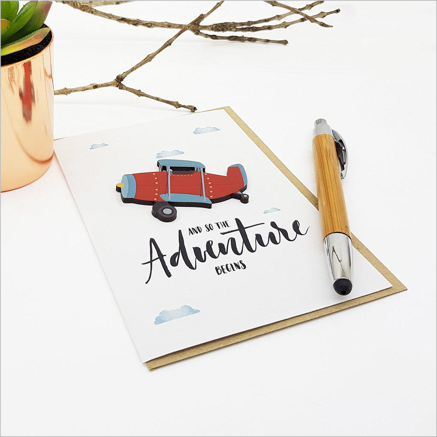 Greeting Card with Embellishment: And So The Adventure Begins