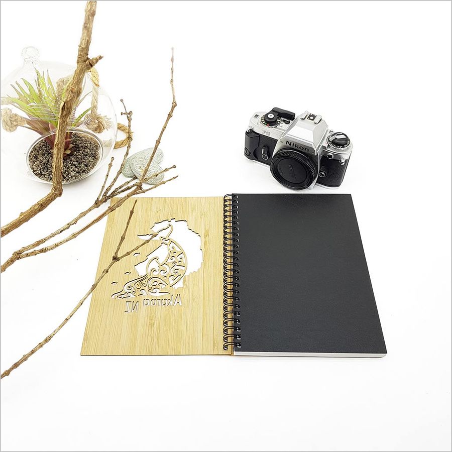 Small Bamboo Journal: Akaroa, eco-friendly with a natural bamboo cover, 110 pages for sketching and journaling.