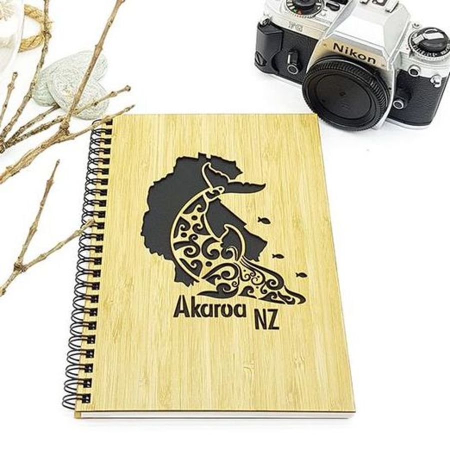 Small Bamboo Journal: Akaroa, eco-friendly with bamboo cover, 110 pages for writing, sketching, and capturing memories.