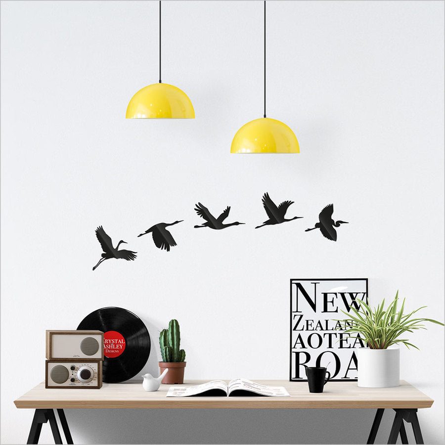 Kiwana Wall Art featuring a dynamic formation of K?tuku birds, crafted from 4mm thick aluminium for indoor/outdoor display.