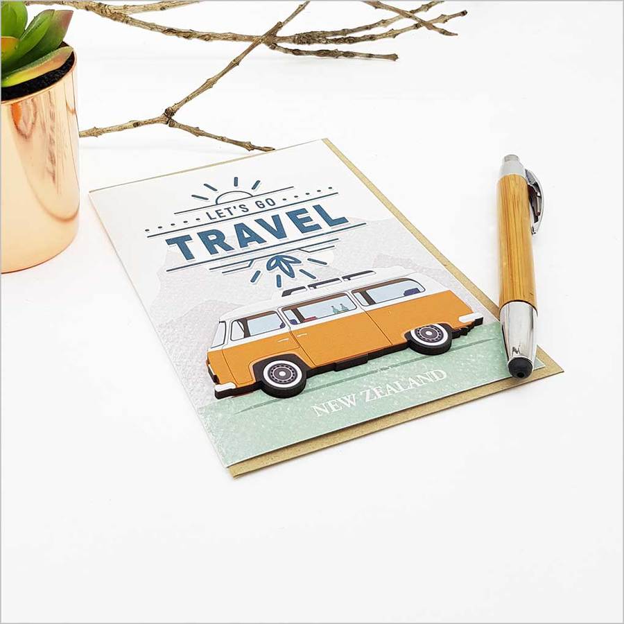 Greeting Card with Embellishment: Let's Go Travel