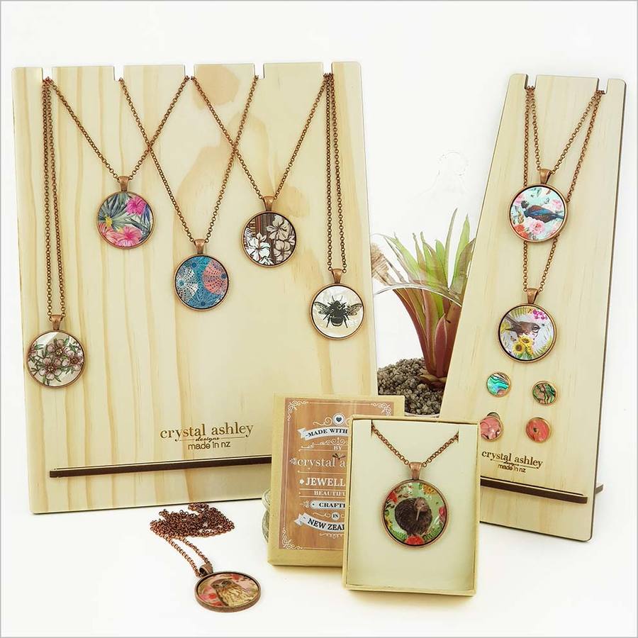 Circle Necklace: Floral Kiwi (Printed MOP) - Jewellery/J Stand