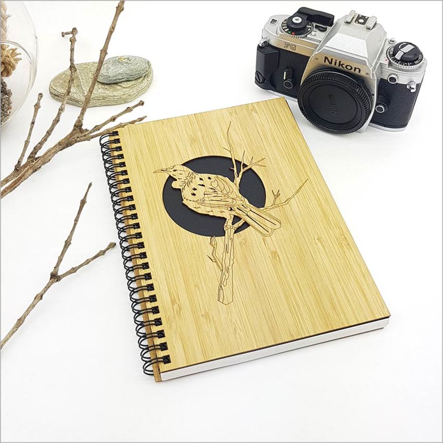 Small Bamboo Journal: Tui with eco-friendly design, 160mm x 210mm, 110 pages of high-quality cartridge paper.