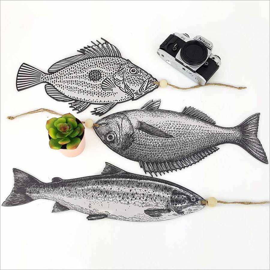 Printed Vintage Fish Set