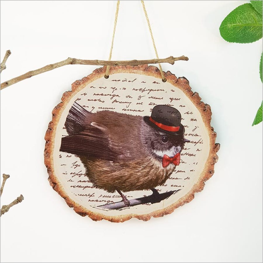 Wood Slice Art: Vintage Fantail