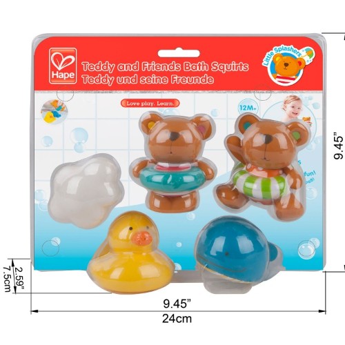 Hape - Teddy And Friends Squirt Bath Toys