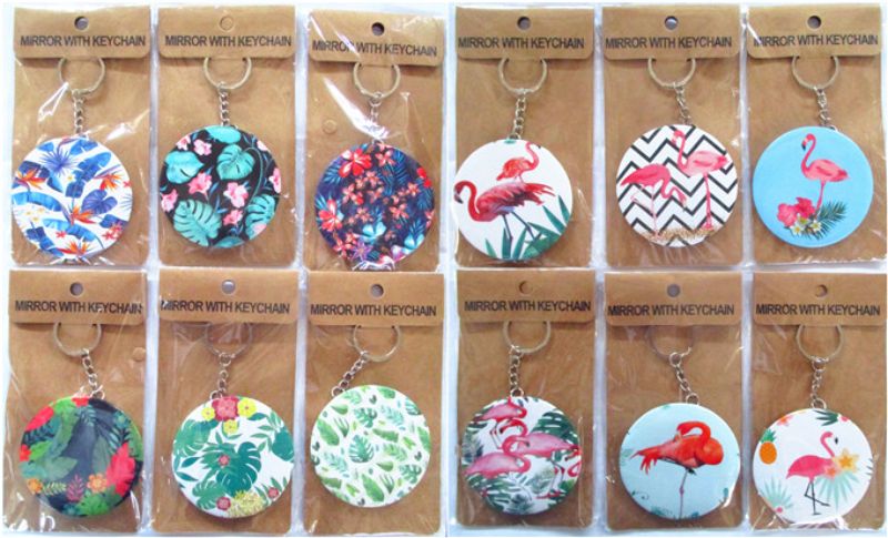 COSMETIC MIRROR W/KEY CHAIN (Set of 12 Asstd)