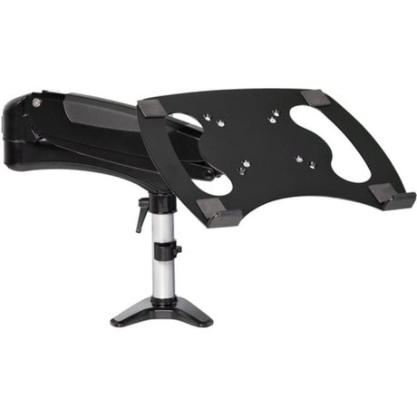 Ergonomic adjustable mounting arm for laptops and monitors up to 34 inches, featuring height adjustment and cable management.