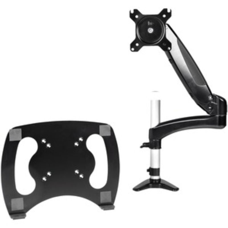 Ergonomic adjustable mounting arm for laptops & monitors up to 34 inches, enhances posture and productivity with cable management.