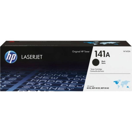 HP 141A Black Toner Cartridge, high yield for 950 pages, optimized for sharp, professional prints with HP LaserJet printers.