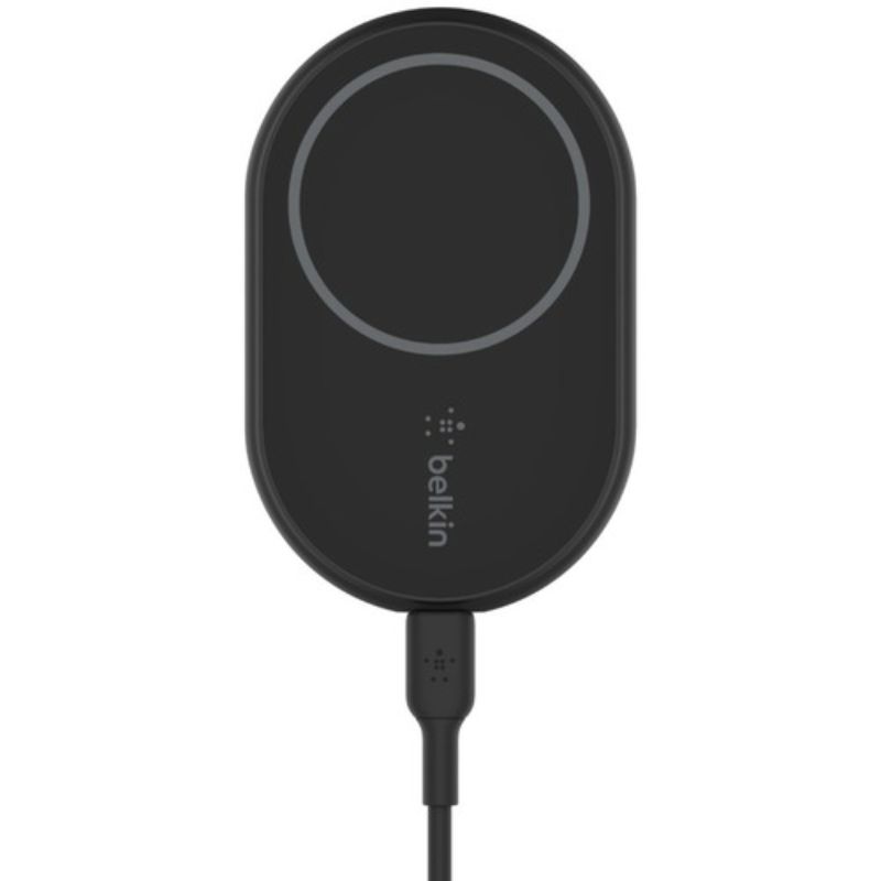 Belkin BOOST?CHARGE MagSafe Auto Charger for iPhone 12, 10W fast wireless charging with magnetic alignment and sturdy vent clip.