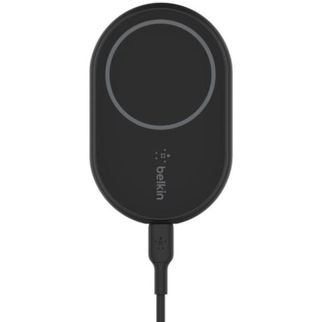 Belkin BOOST?CHARGE MagSafe Auto Charger for iPhone 12, 10W fast wireless charging with magnetic alignment and sturdy vent clip.