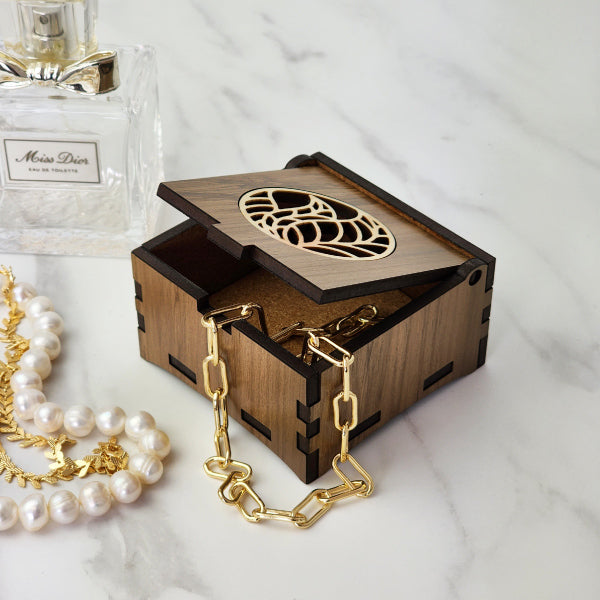 Trinket Box - River Rimu Leaves 1 (8cm)