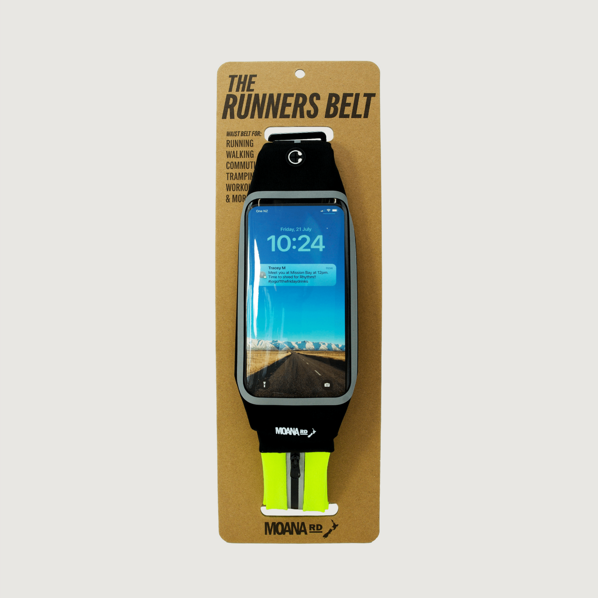 Moana Road - The Runners Belt - Fluro Yellow - 2 units