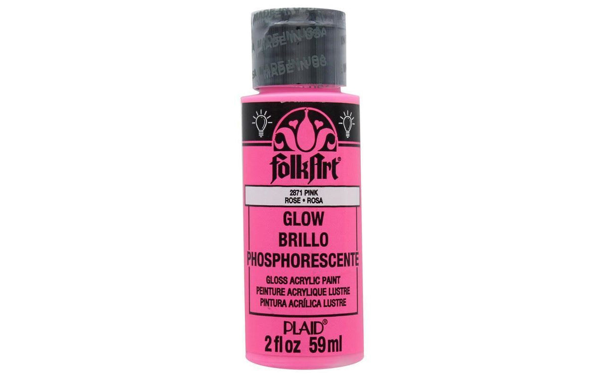 Folk Art Acrylic Glow In The Dark Paint 2oz/59ml PINK 2871